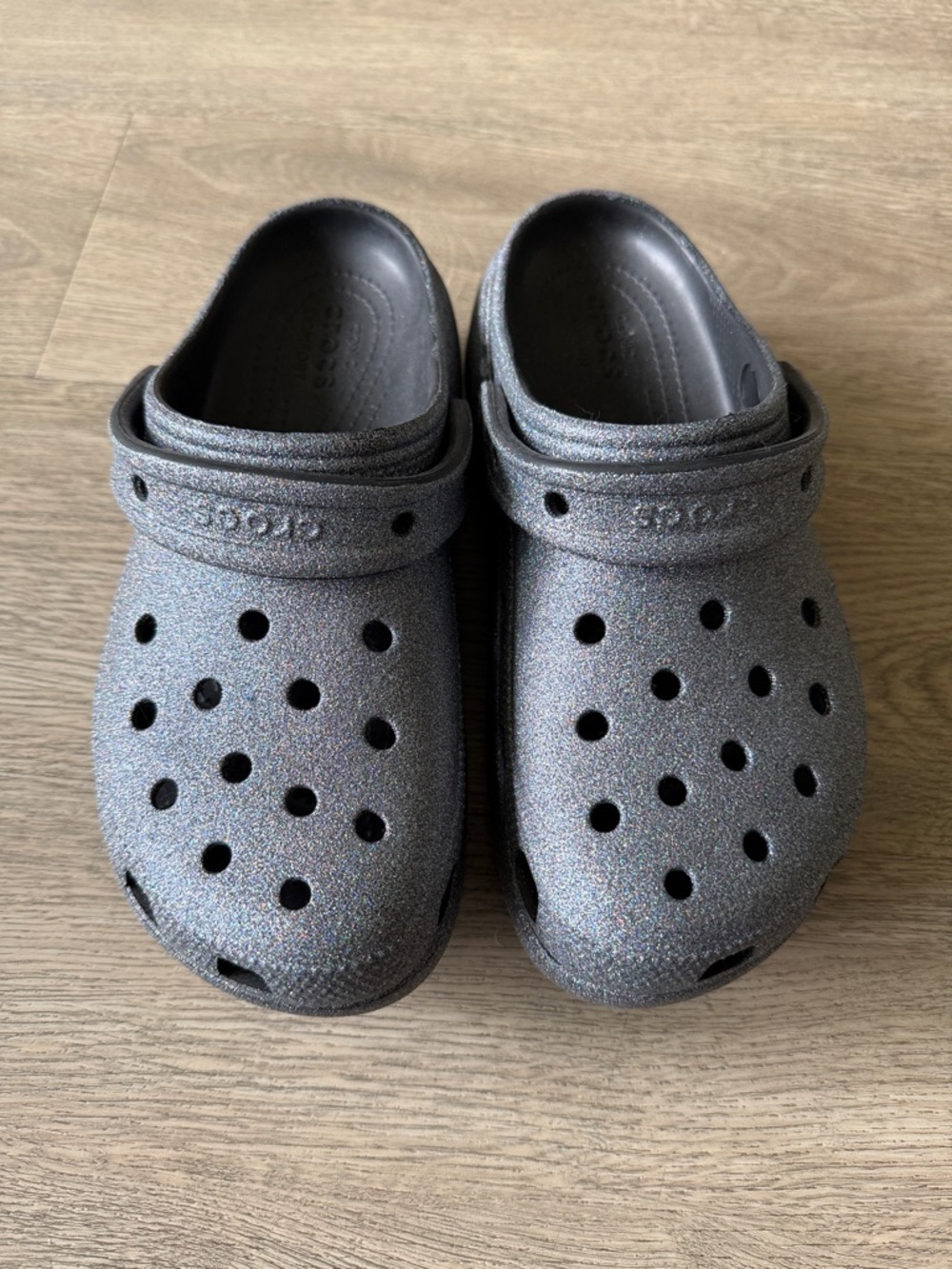 CROCS Glitter Clog Platform Mules